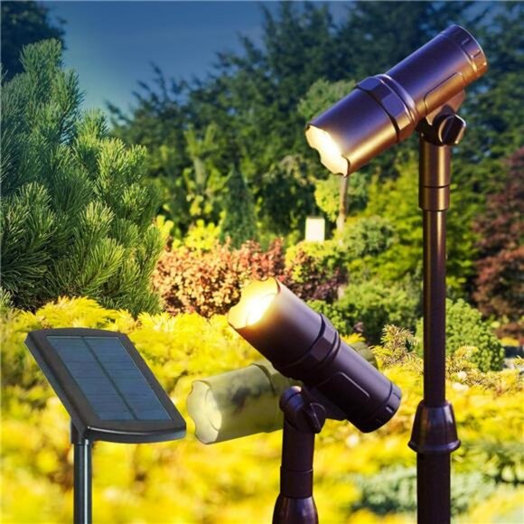 Solar Powered Spotlight, 2 Pack, 50 Lumens, Adjustable Height - Picture 1 of 7